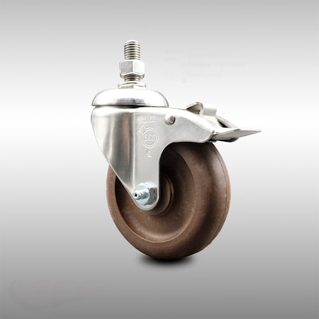 Service Caster 4 Inch 316SS High Temp Glass Filled Nylon 10mm Stem Caster Total Lock Brake SCC-SS316TSTTL20S414-GFNSHT-M1015